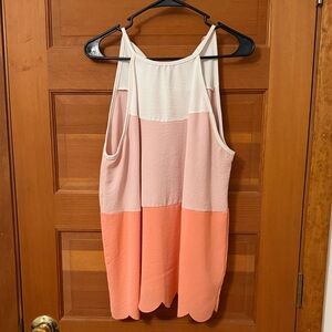 Pink Lily Color Block Tank Top - Cream, Pink, and Coral